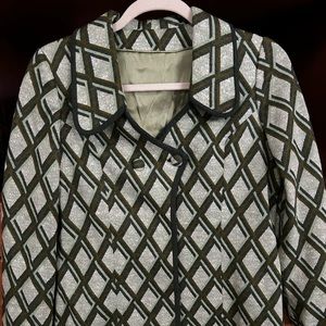 VINTAGE Wool Green Lattice Pattern Jacket Blazer 60s